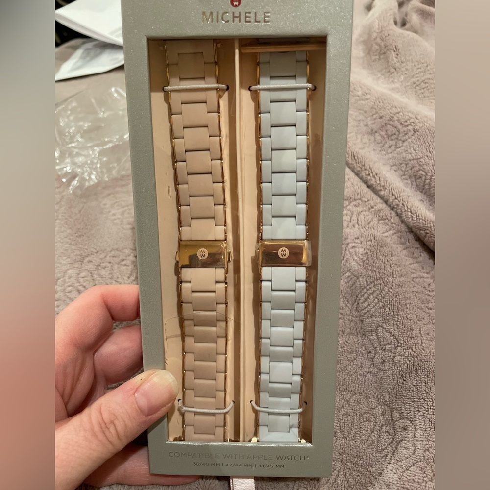 2-Pack: Michele Silicone-Wrapped Stainless Steel Bands For Apple Watch